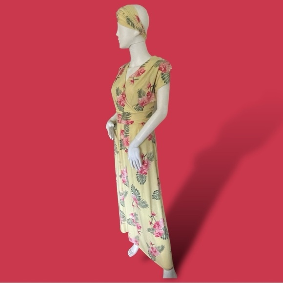 IMAN Boho Chic Tropical Floral Maxi Dress Size Large - Picture 4 of 16